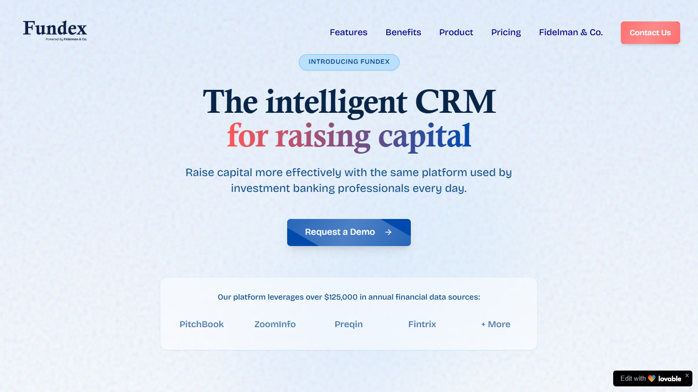 Fundex - 자본을 조달하기위한 지능형 CRM 미디어 1