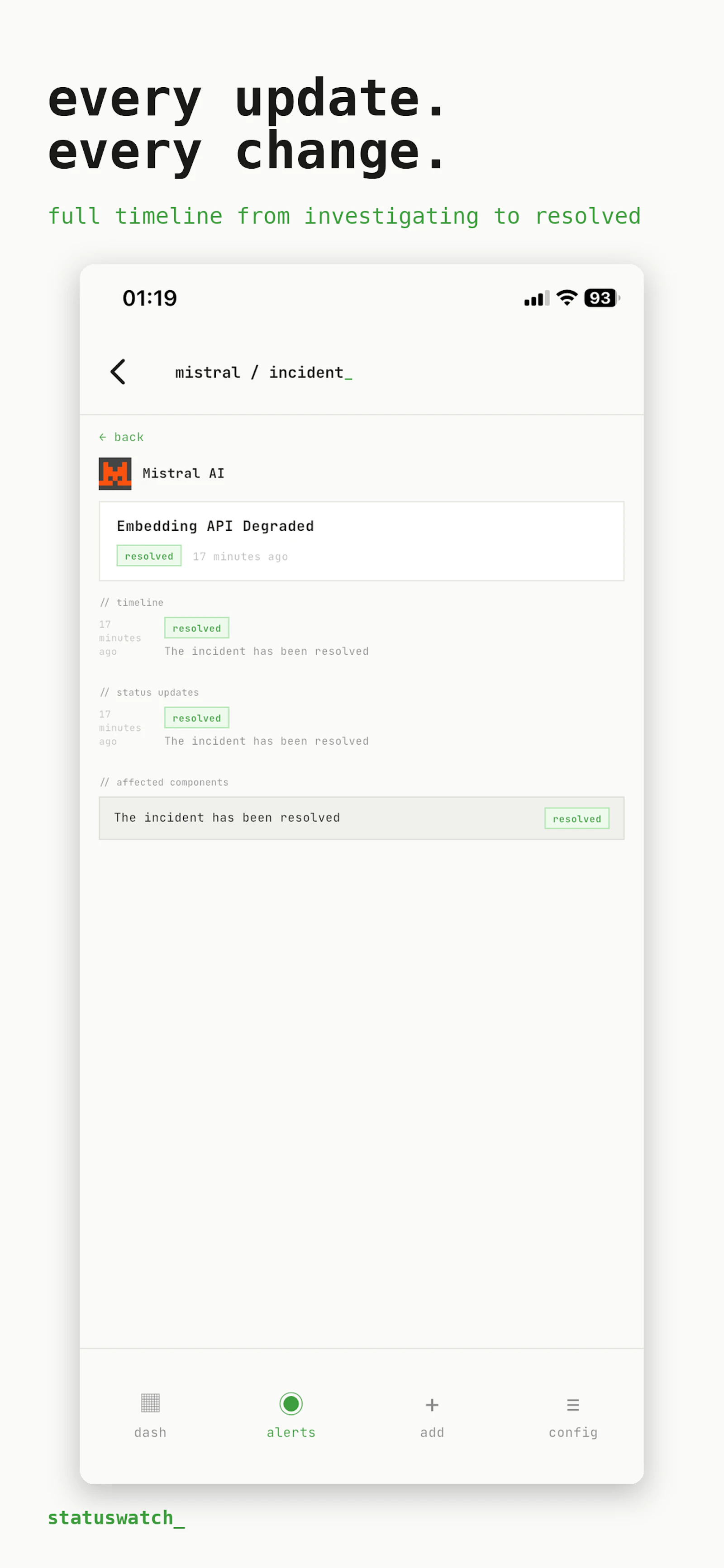 statuswatch — monitor your stack screenshot 1