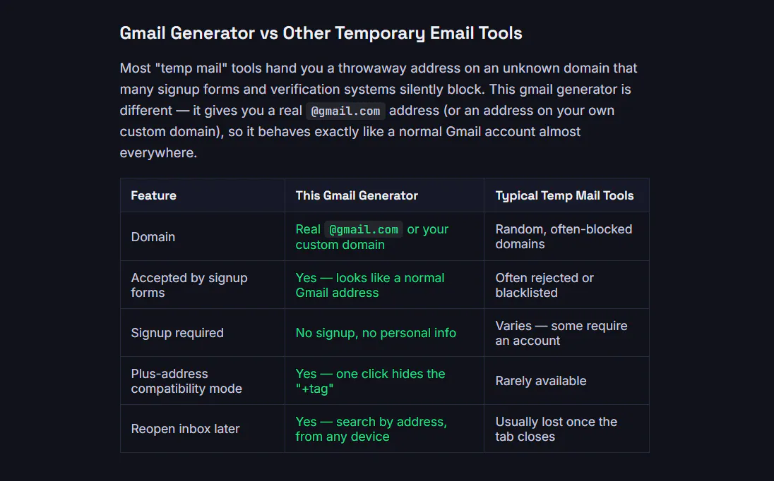 Gmail Generator screenshot