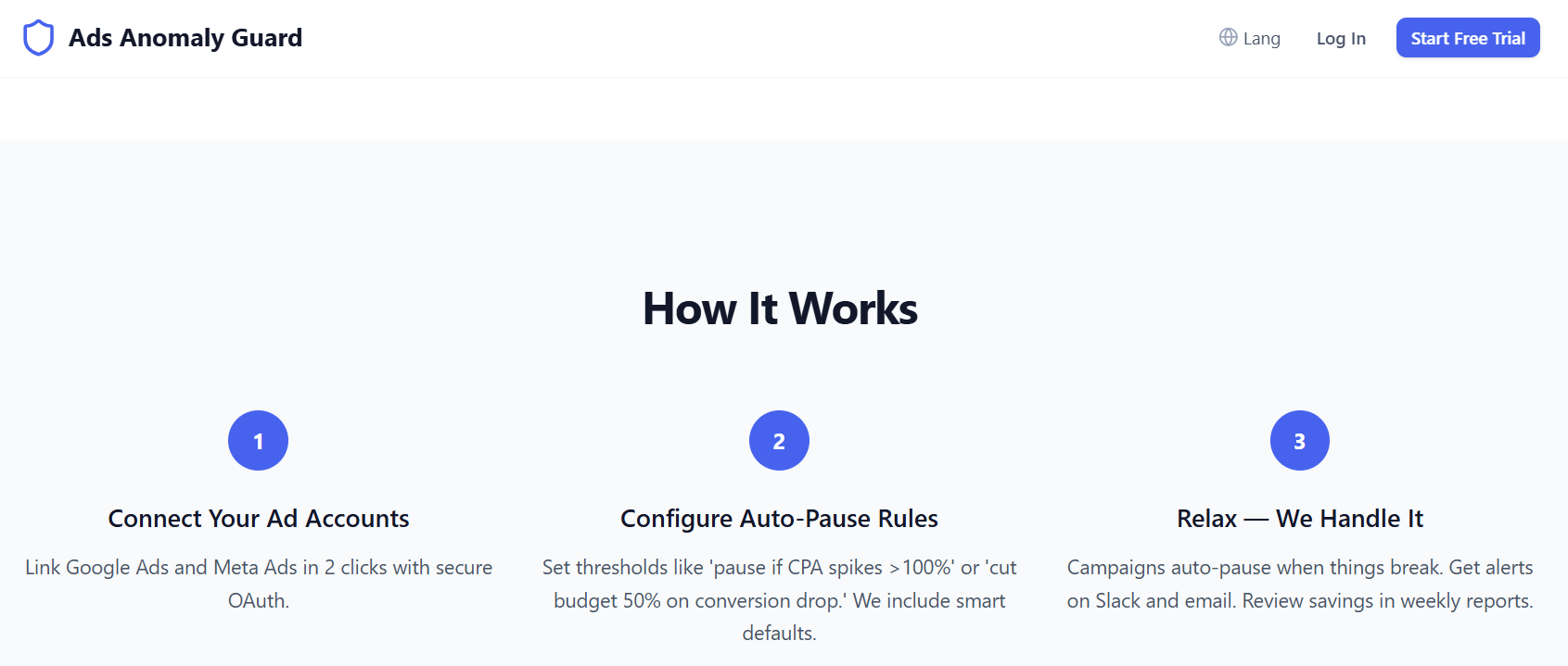 Ads Anomaly Guard - Screenshot 3 showing product features and functionality