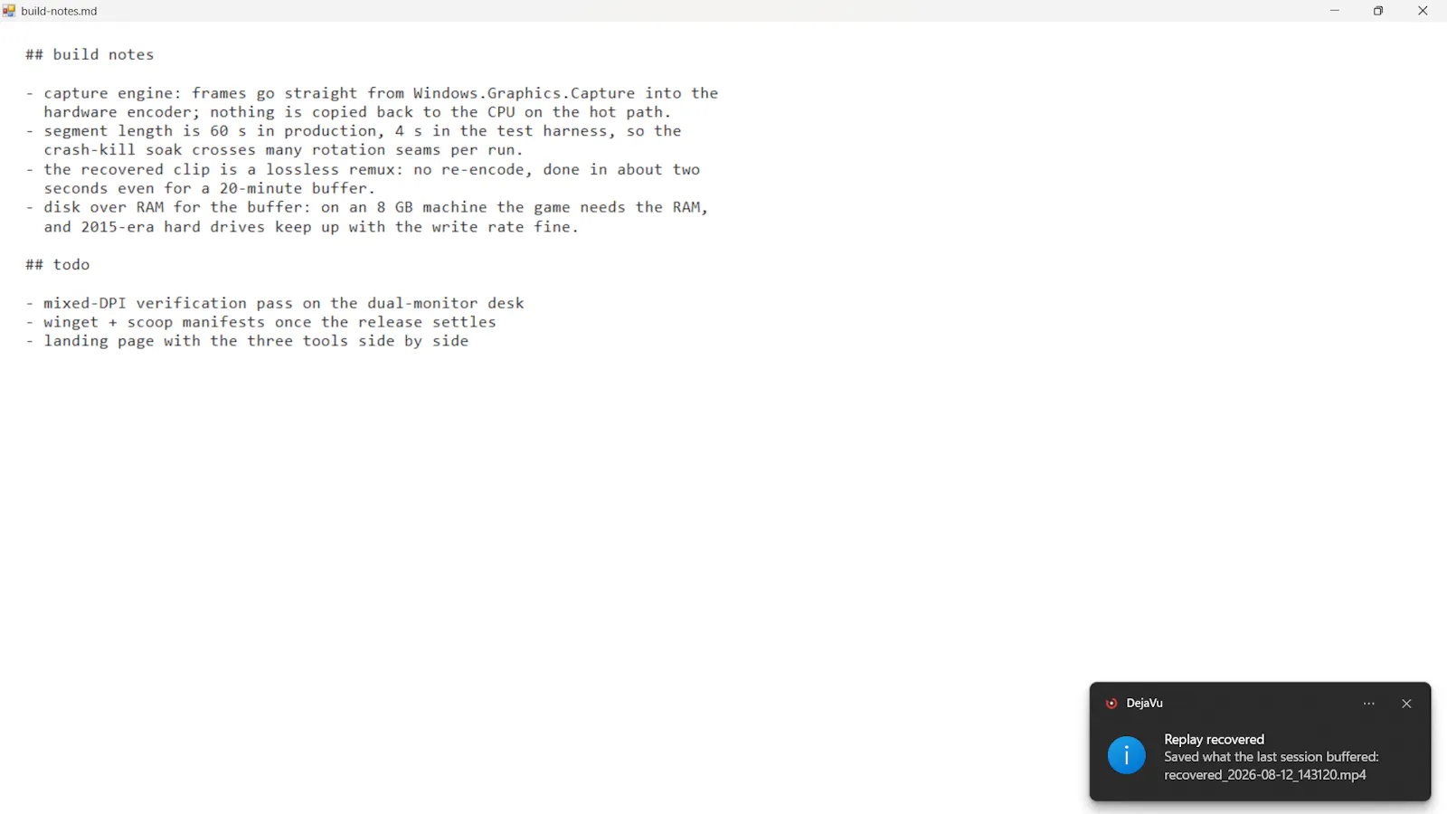 DejaVu screenshot 1
