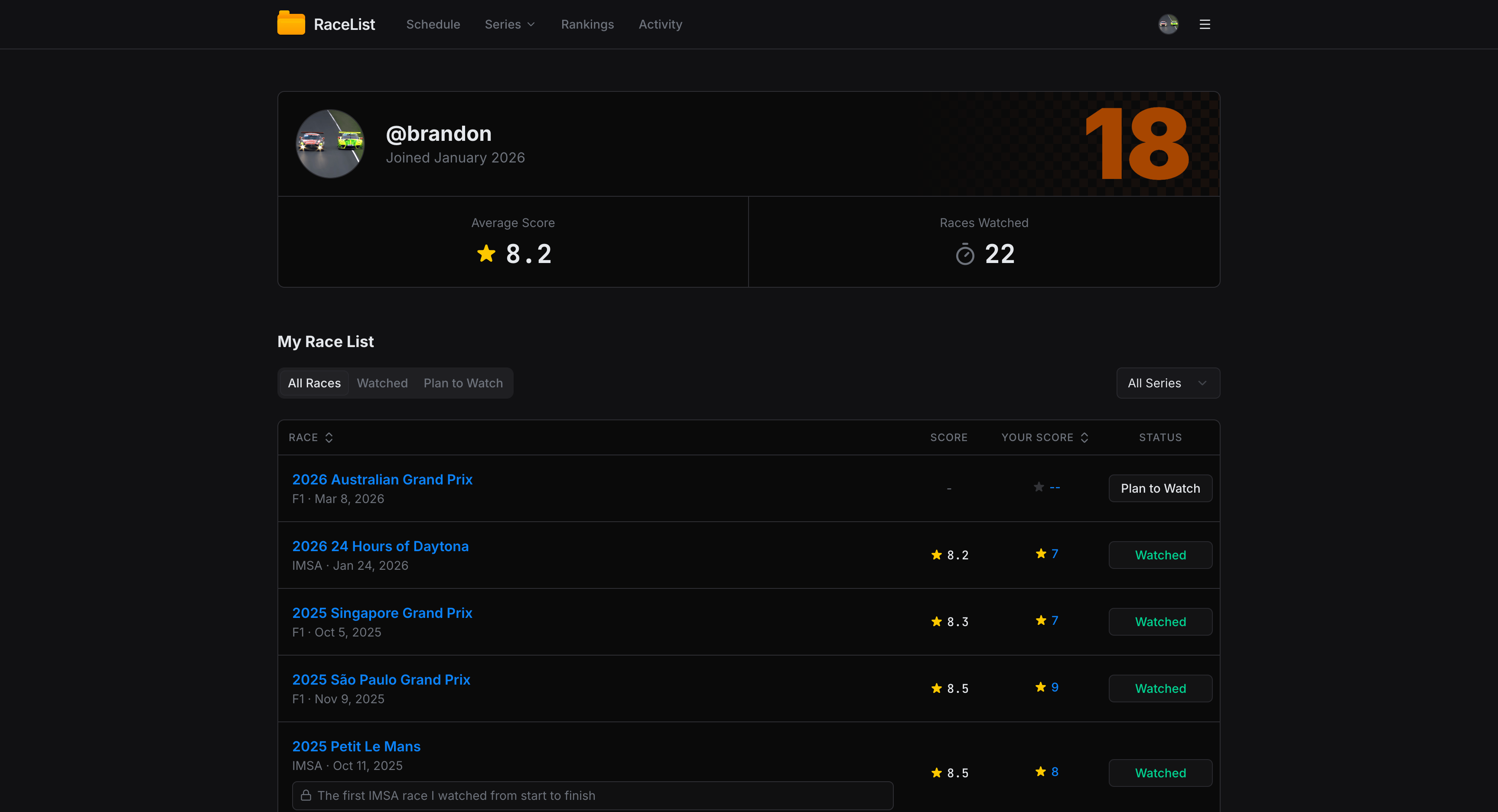 RaceList gallery image