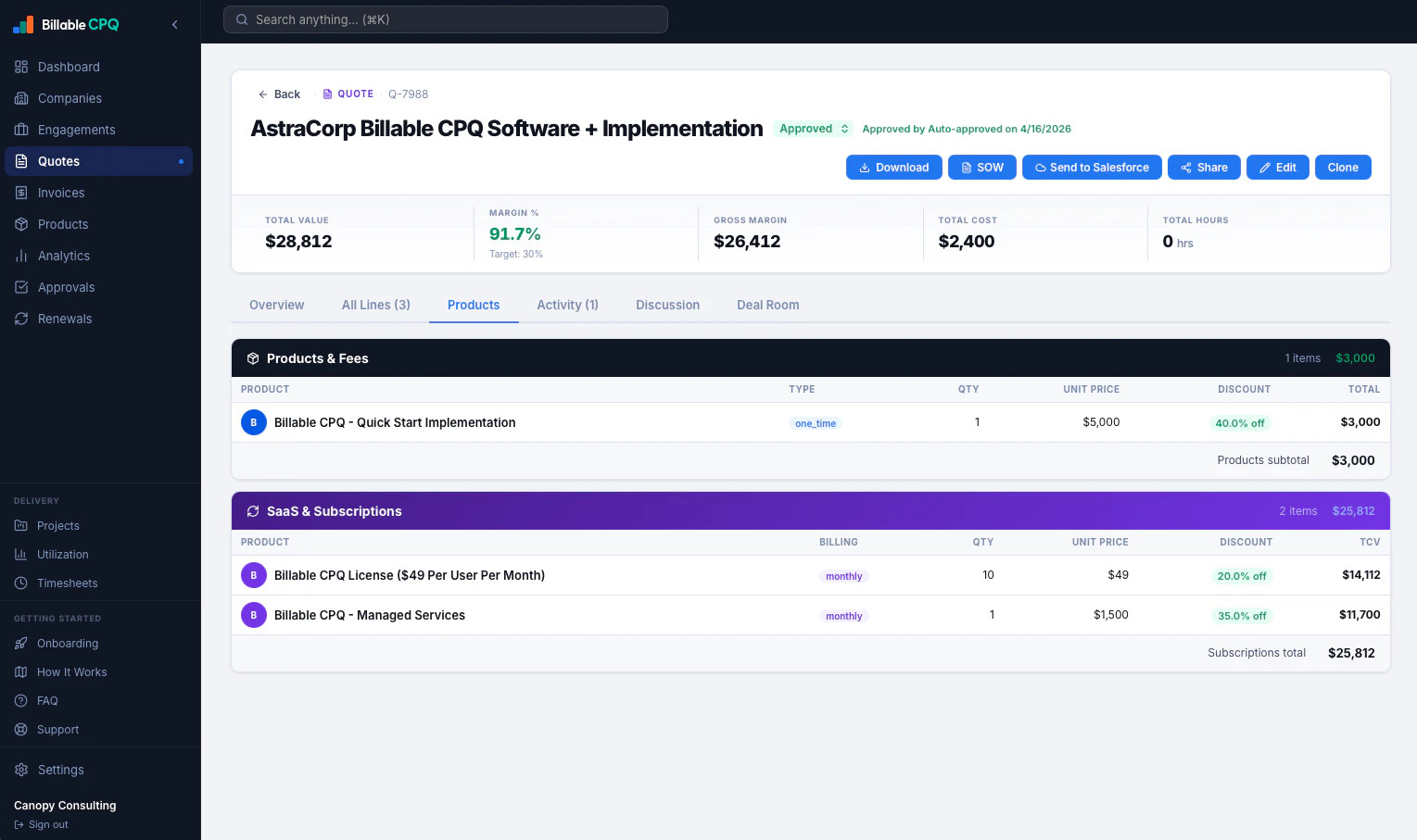 Billable CPQ  screenshot 1