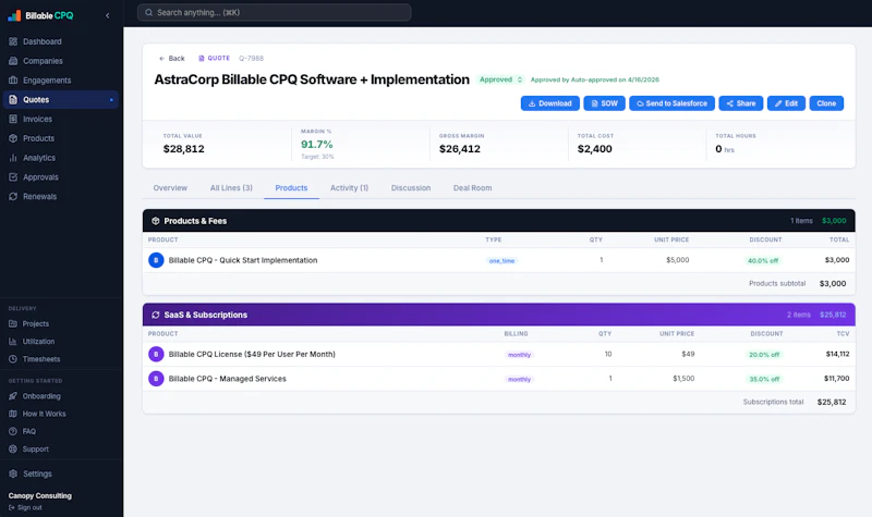 Billable CPQ  screenshot 2