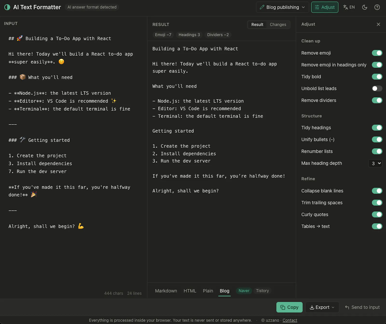 AI Text Formatter screenshot 1