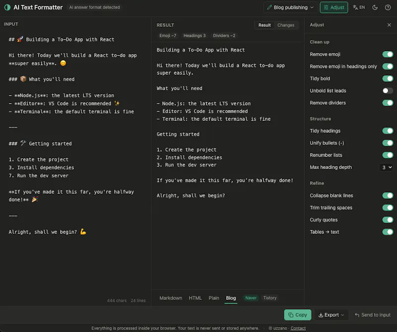 AI Text Formatter screenshot 1