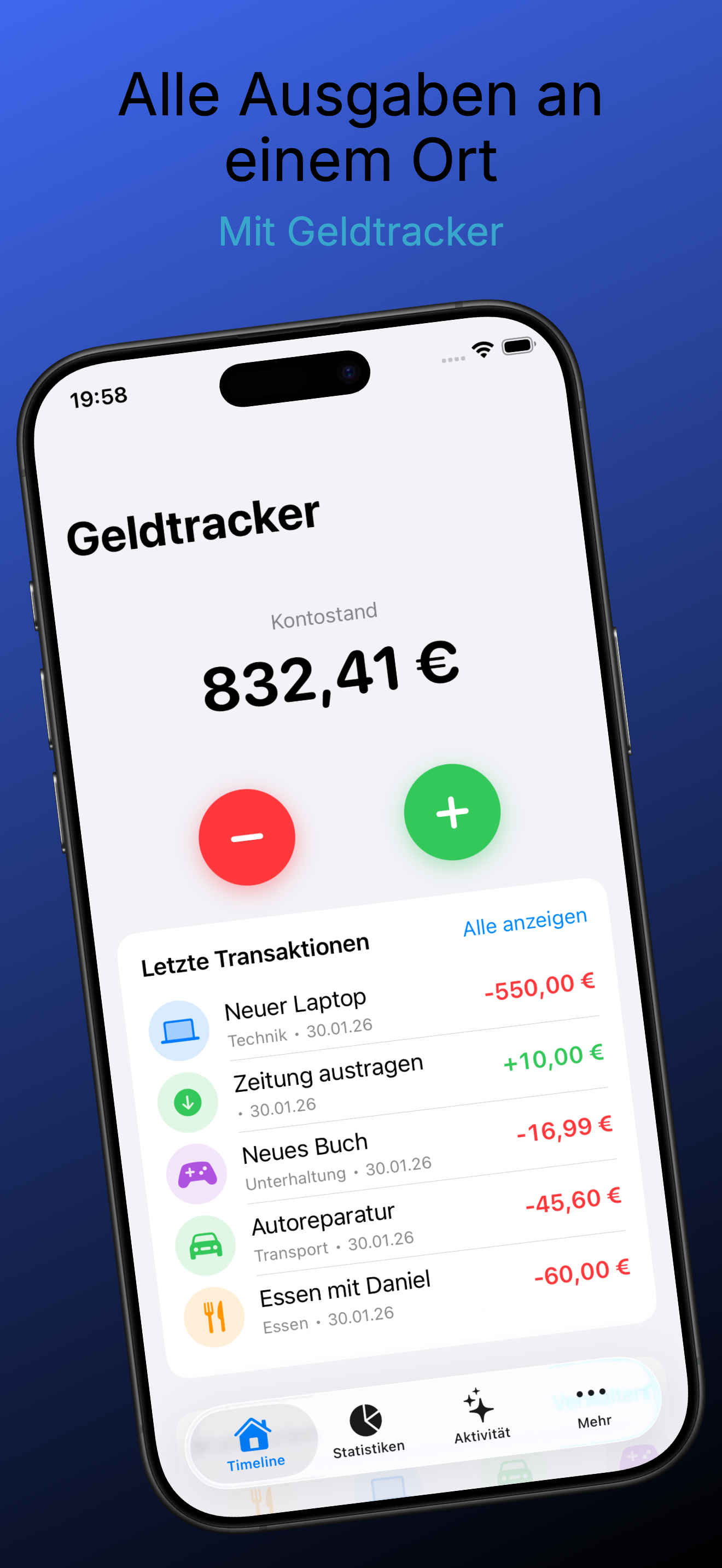 Geldtracker – Deine Finanzen - Main product screenshot demonstrating key features and user interface