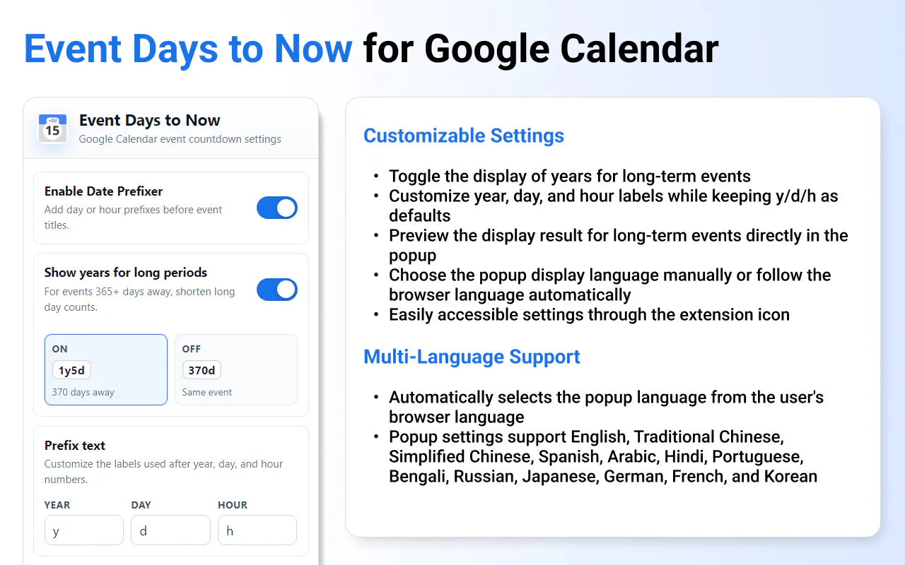 Event Days to Now for Google Calendar gallery image