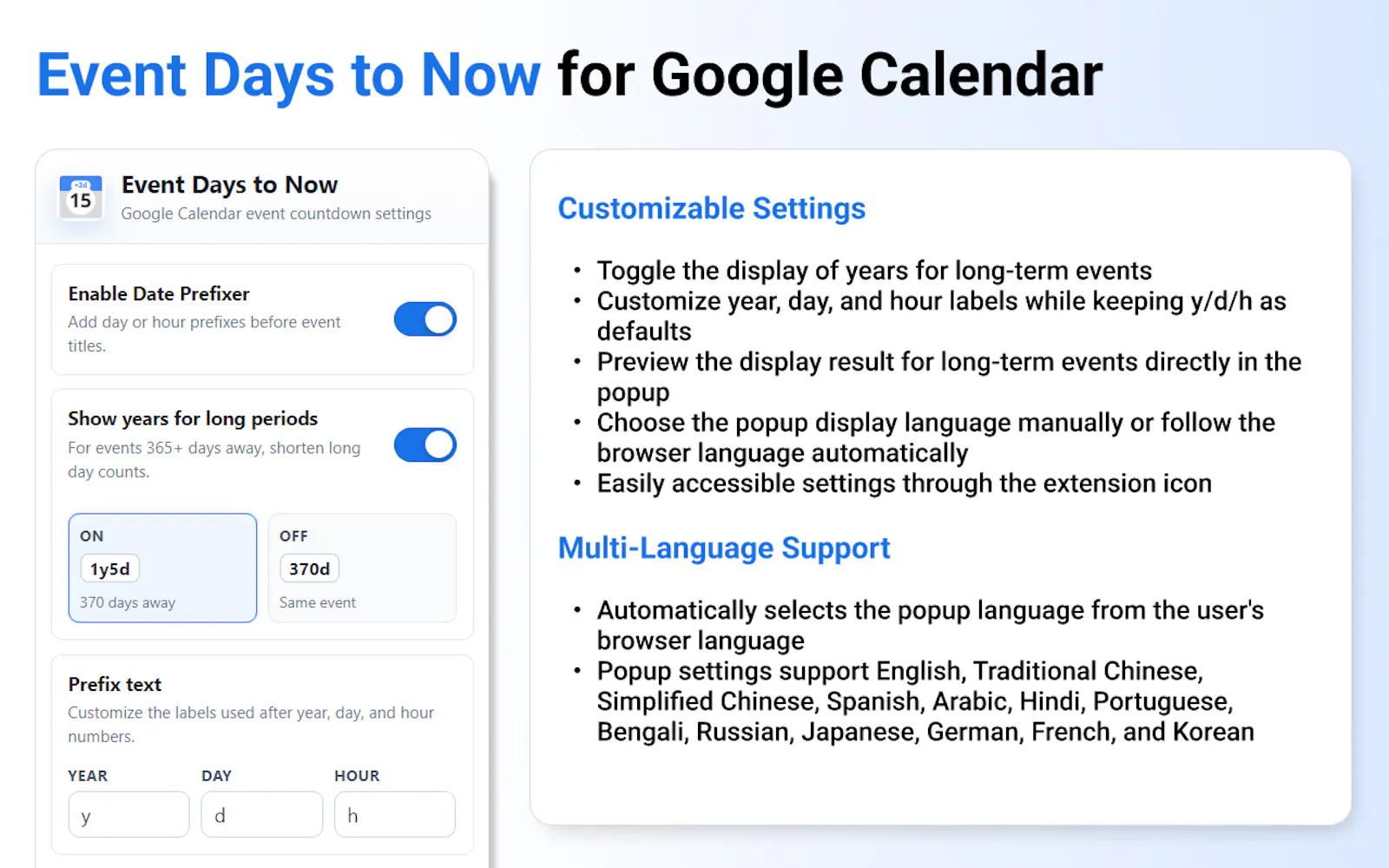 Event Days to Now for Google Calendar screenshot 3