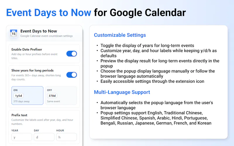 Event Days to Now for Google Calendar screenshot 3