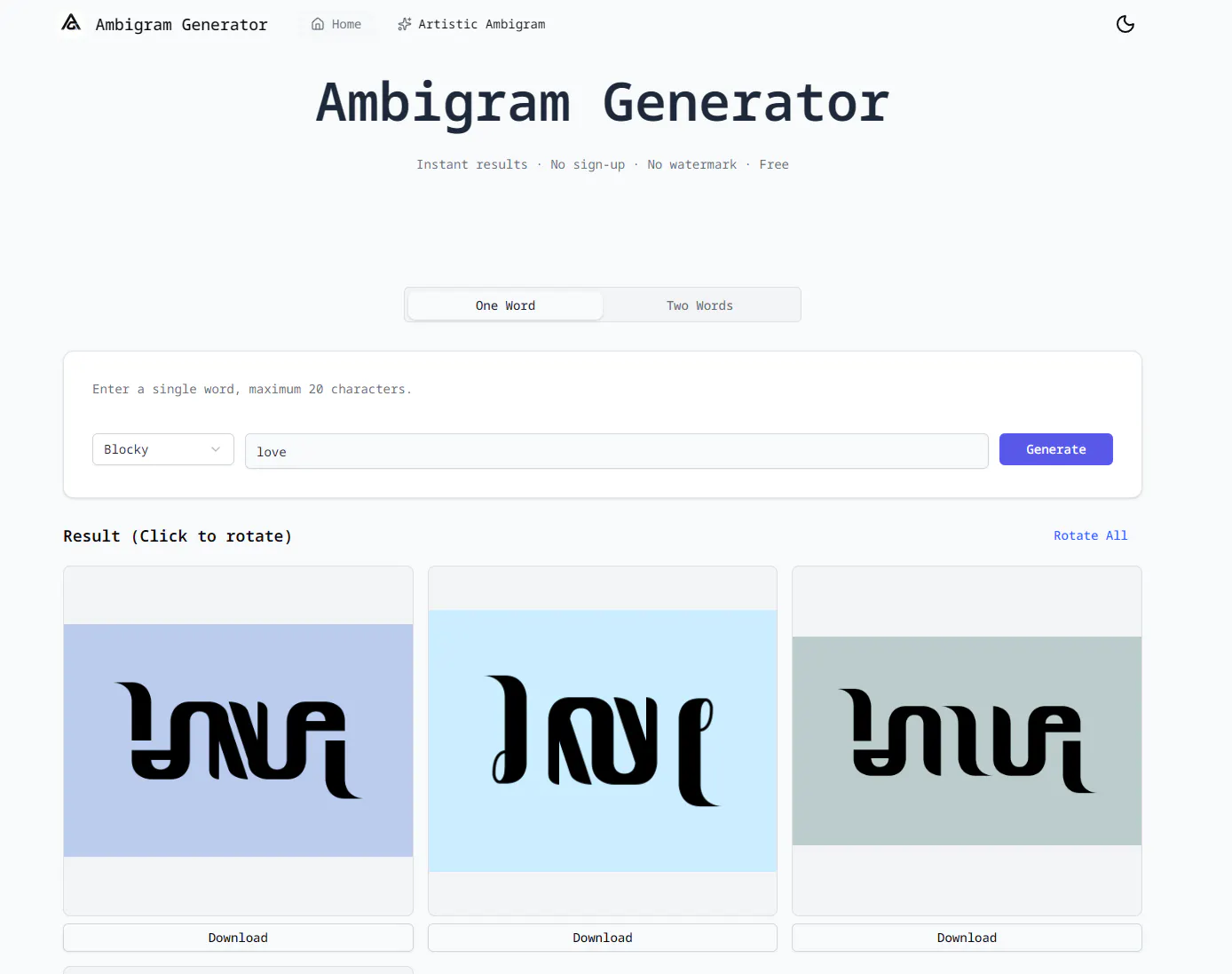 Free Ambigram Generator gallery image