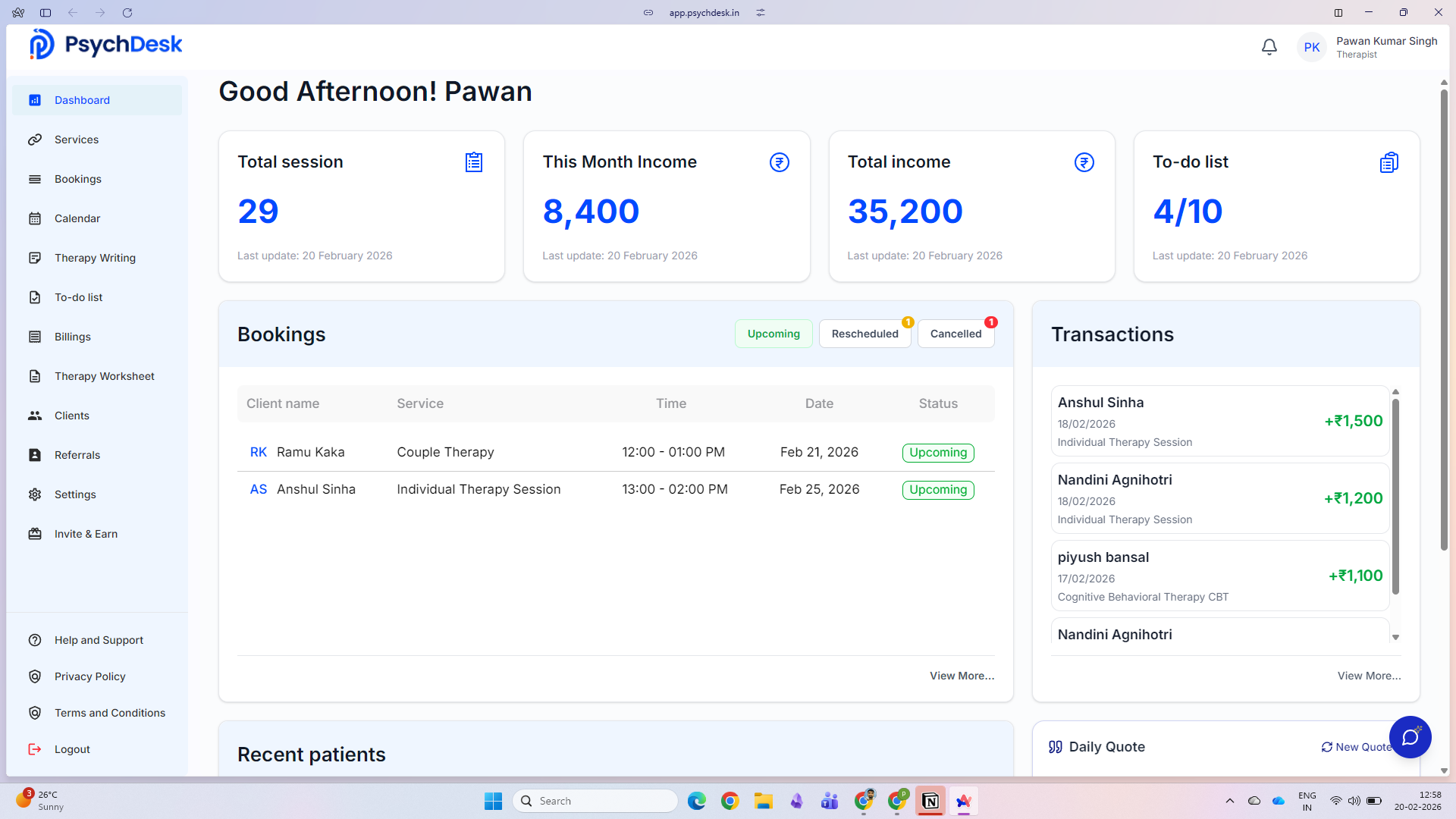 PsychDesk - Screenshot 4 showing product features and functionality