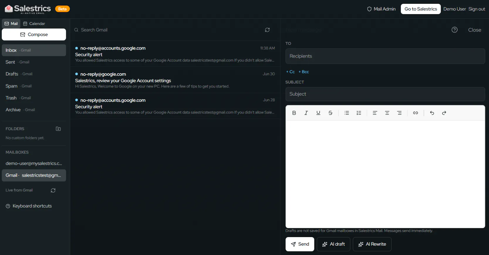 Salestrics AI-Native Email Beta gallery image