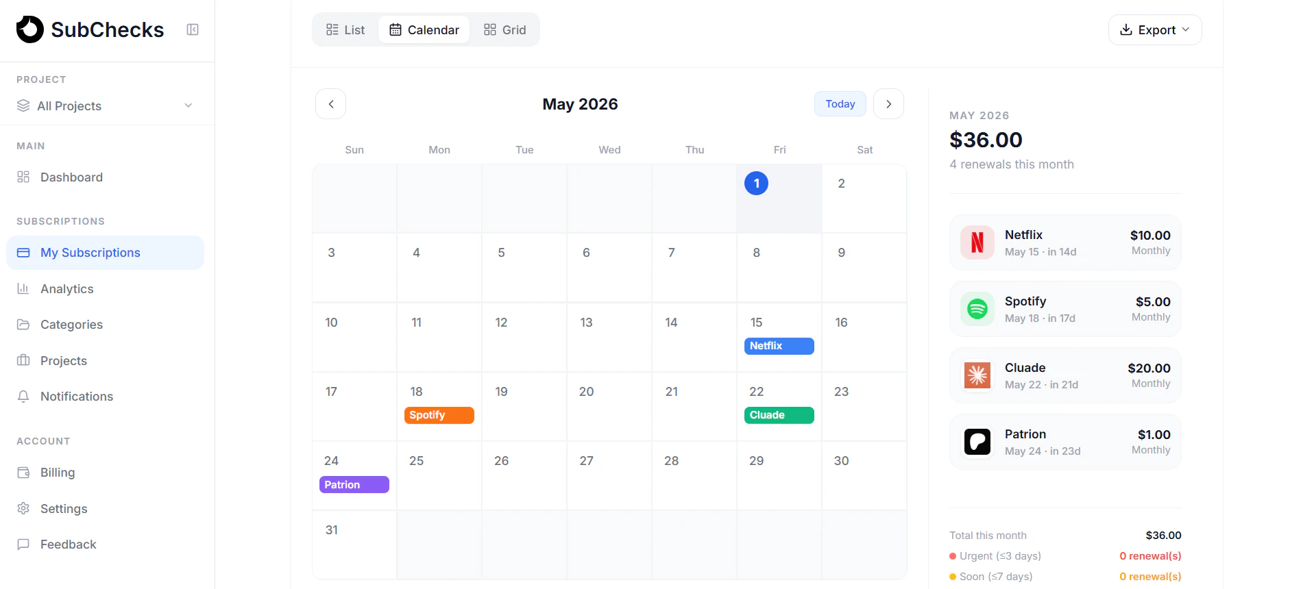 SubChecks screenshot 3