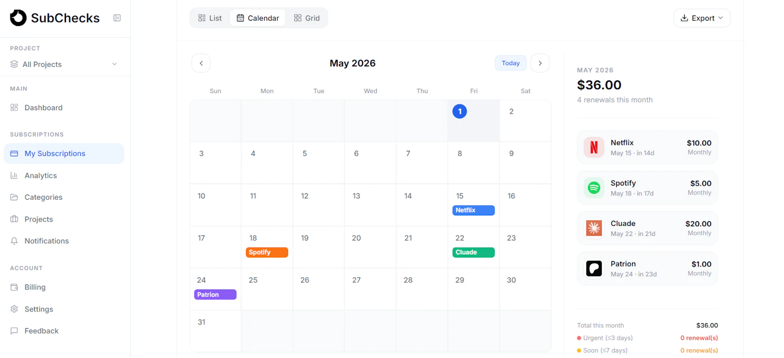 SubChecks screenshot 3