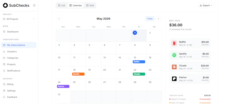SubChecks screenshot 3