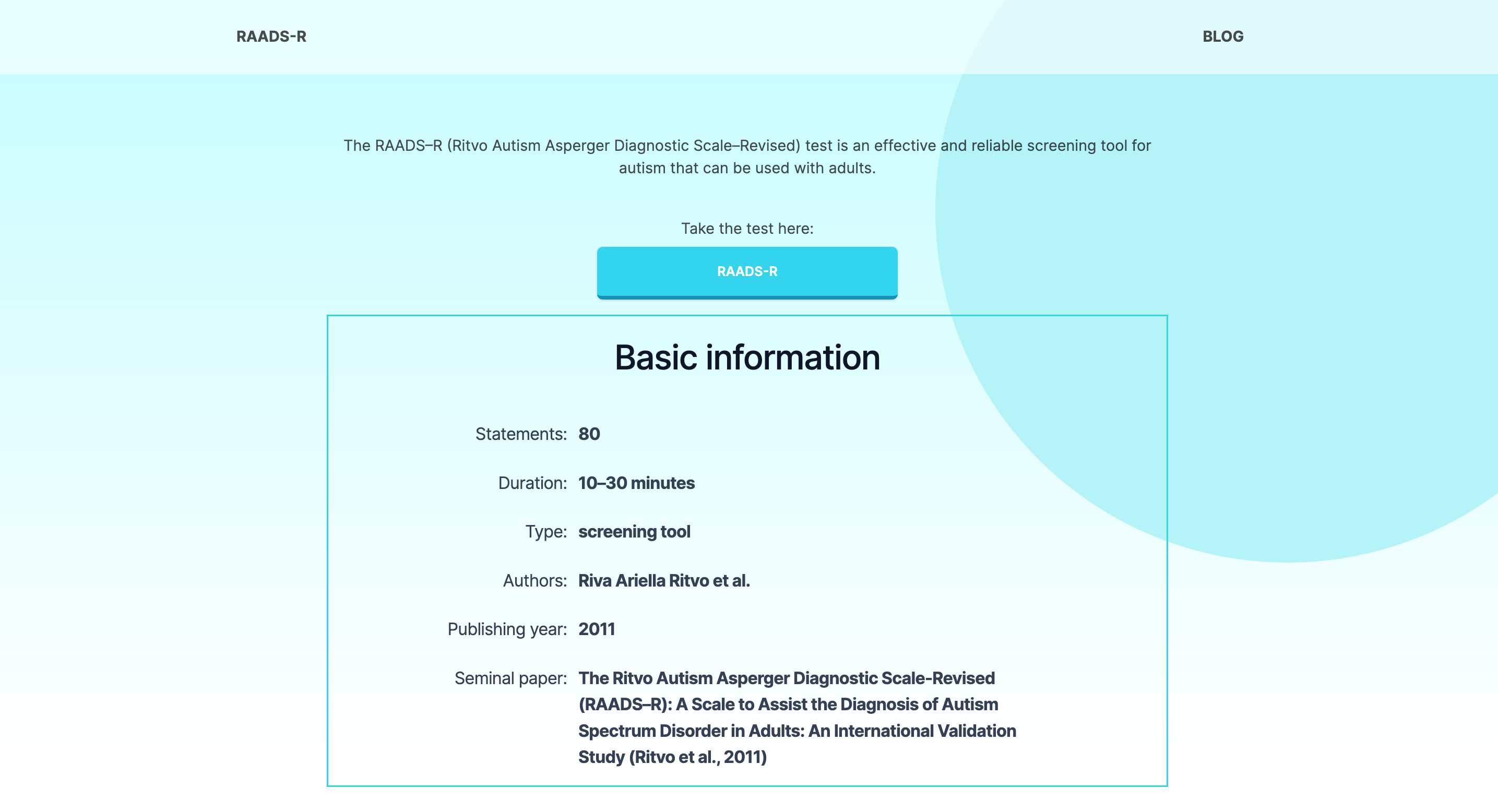 RAADS-R TEST gallery image