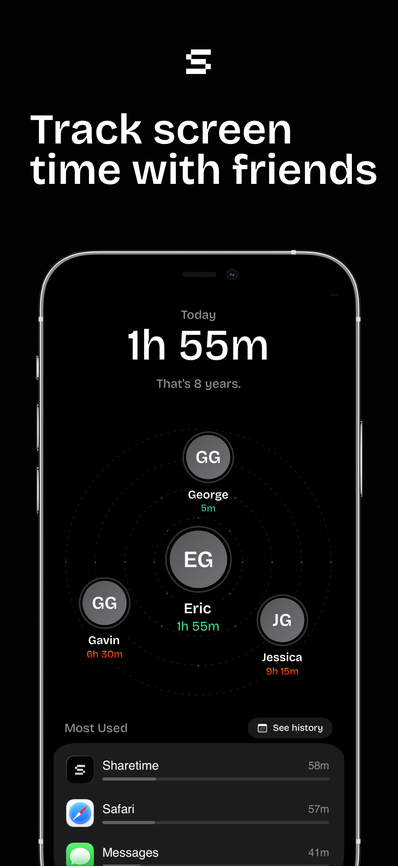 Sharetime - Main screenshot showing features and interface