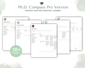 Ph.D.의 그래픽 표현. 성공적인 박사 학위를 위한 명확성과 방향성을 제공하는 나침반 템플릿. 완성