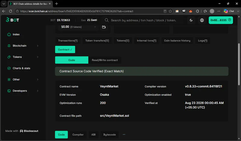 Veynt — Prediction Markets on BOT screenshot 6