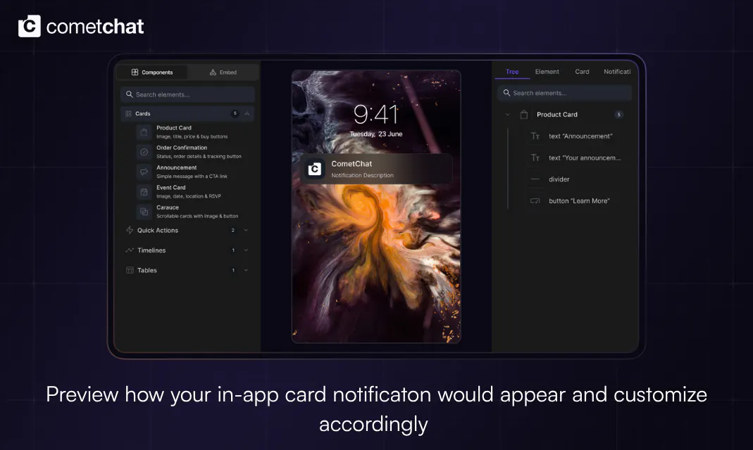Interactive card messages for chat gallery image