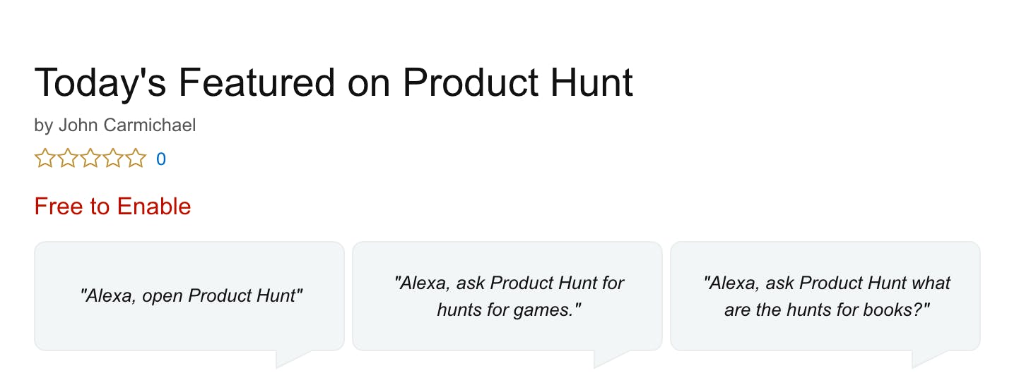 Product Hunt on Amazon Echo media 3