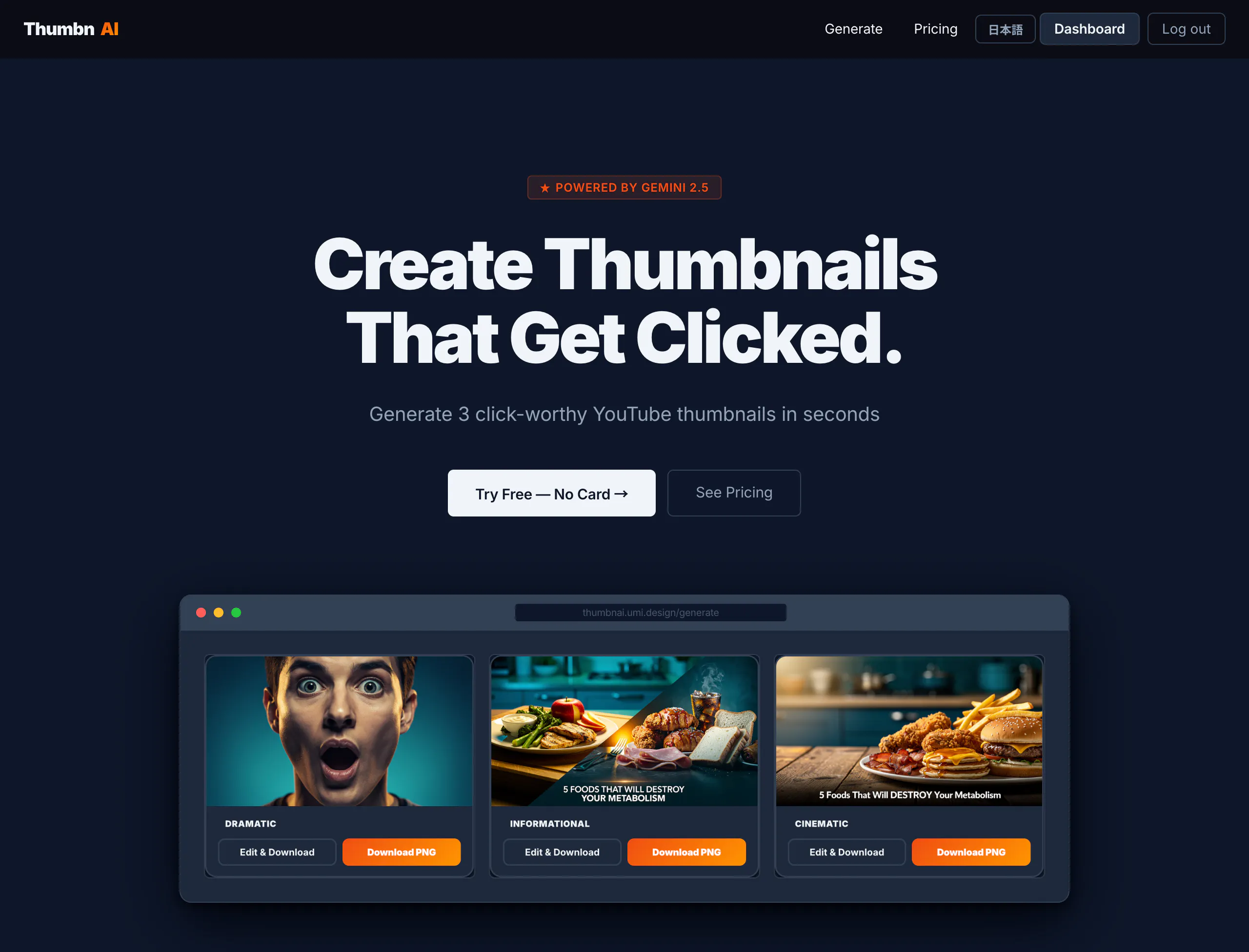 ThumbnAI — YouTube Thumbnail Generator 제품 배너