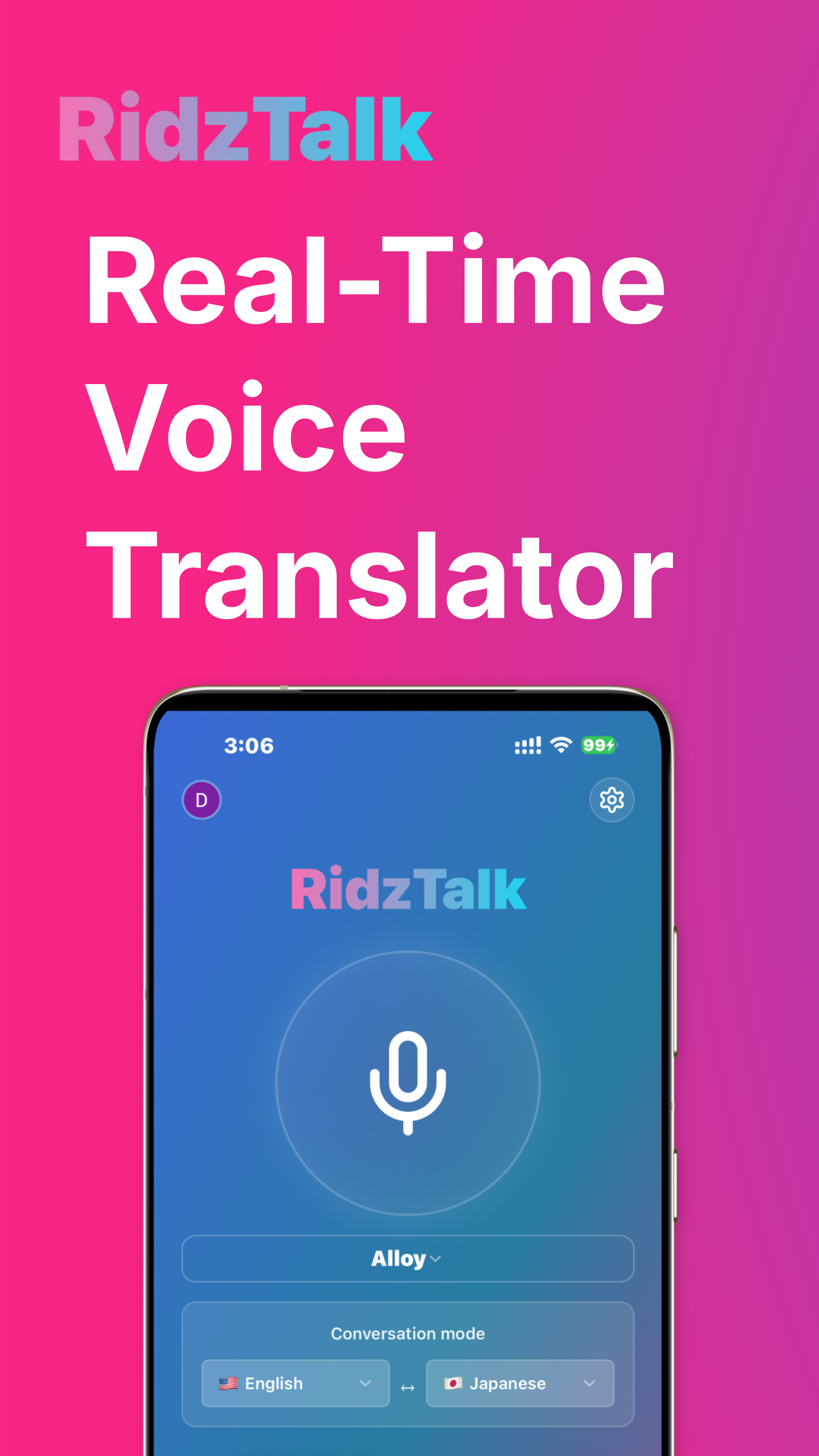 Média Ridztalk - Traducteur d'IA en temps réel - Traduction vocale bidirectionnelle en temps réel en 100 langues 1