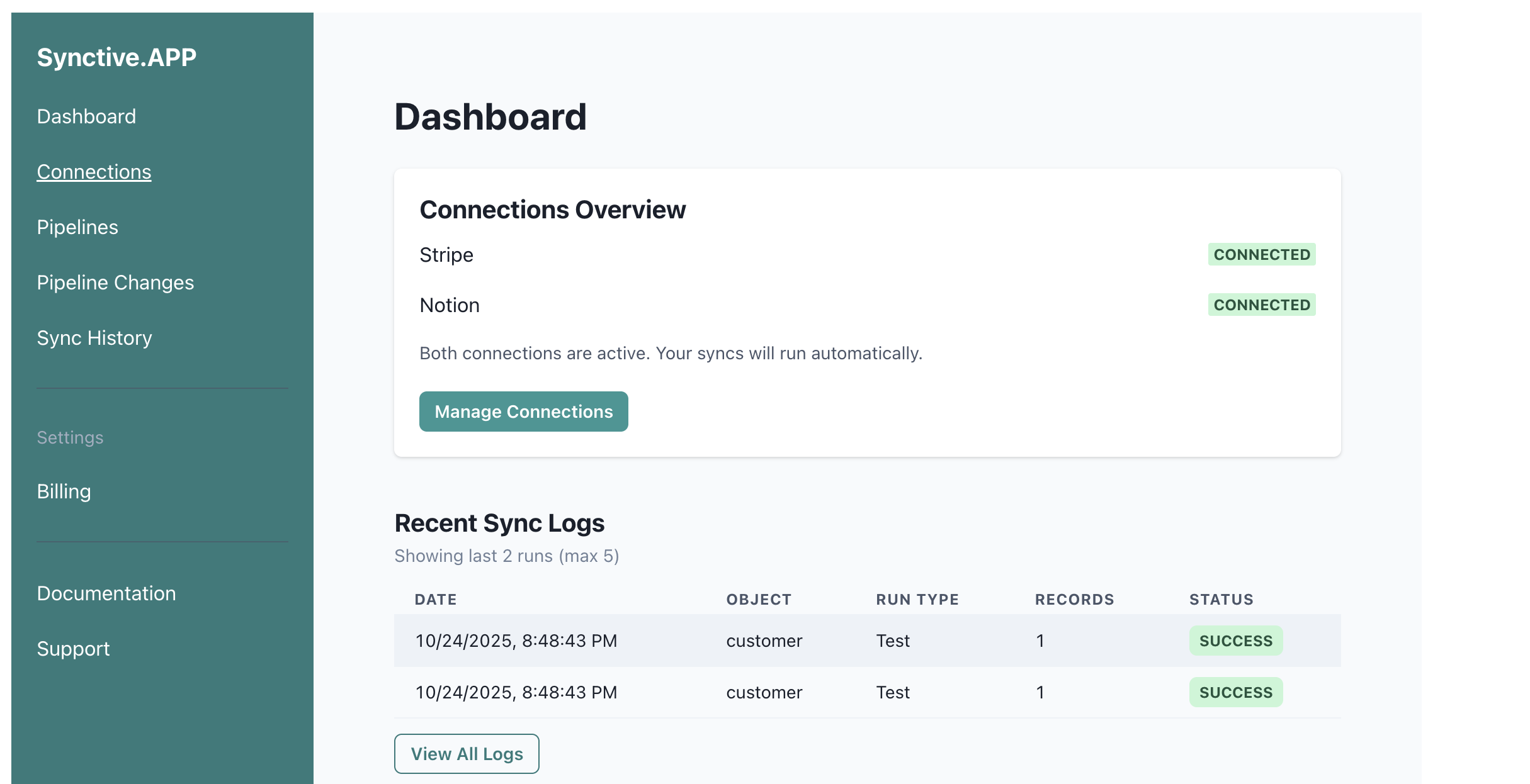 Synctive – Sync Stripe data to Notion screenshot 2