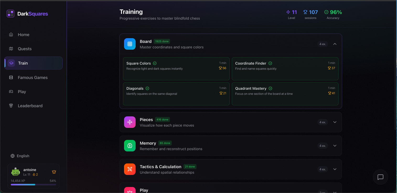 Dark Squares - Main product screenshot demonstrating key features and user interface