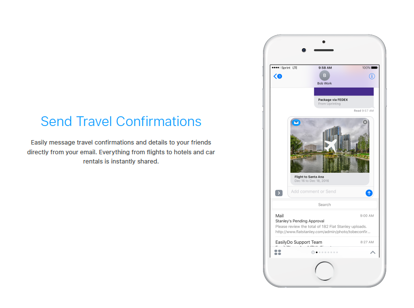 Email from EasilyDo for iMessage gallery image