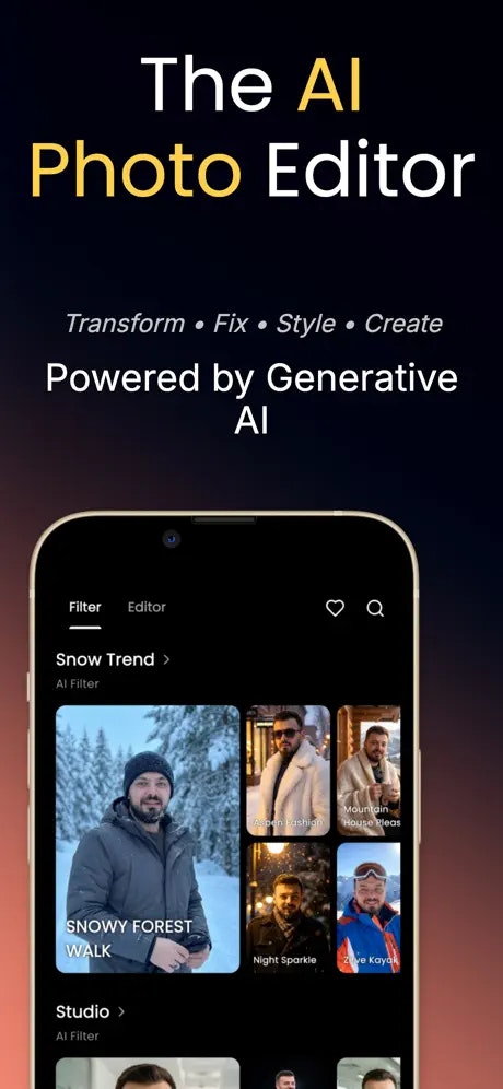 Mimi - AI Photo Editör - Main product screenshot demonstrating key features and user interface