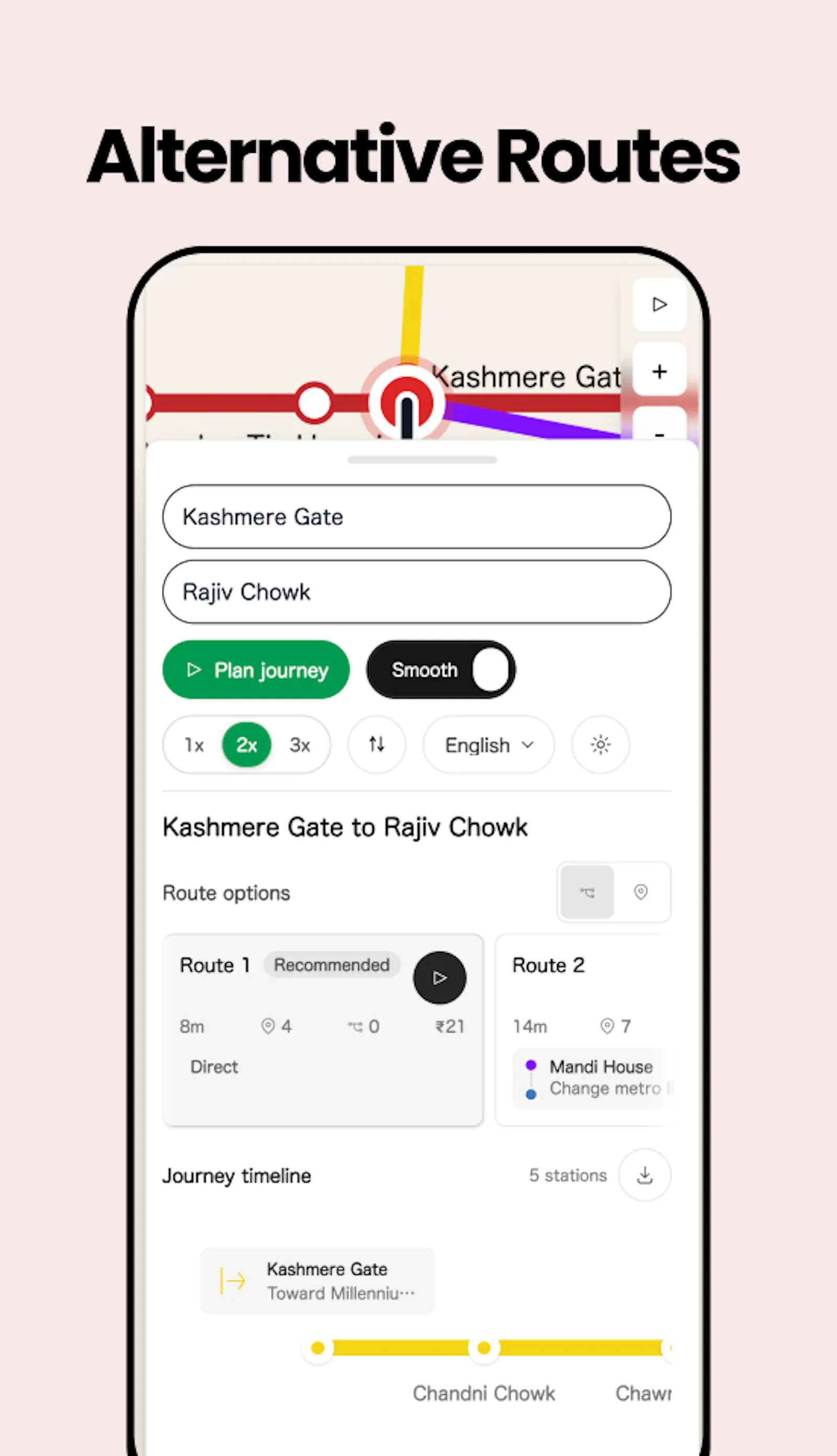 Delhi Metro Route Planner screenshot 4