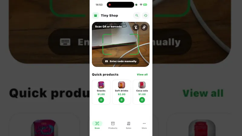 TinyPOS: Scan & Sell screenshot 1 (video preview)