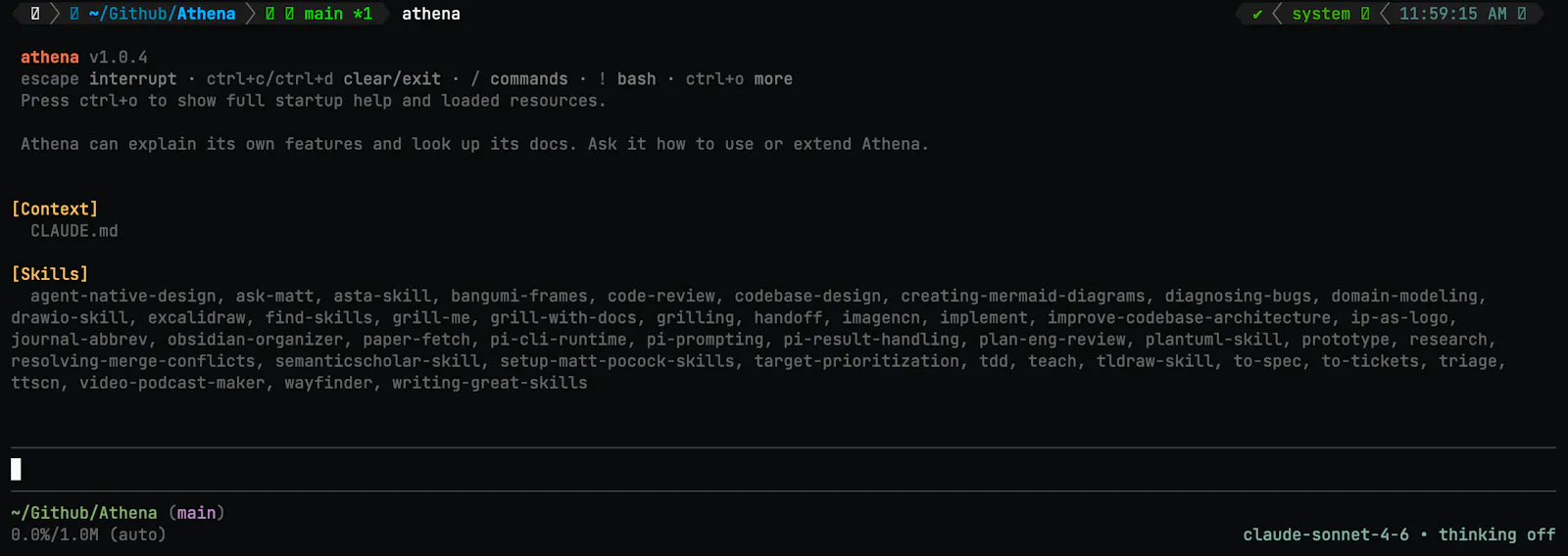 Athena: AI Coding Agent for Terminal screenshot 1