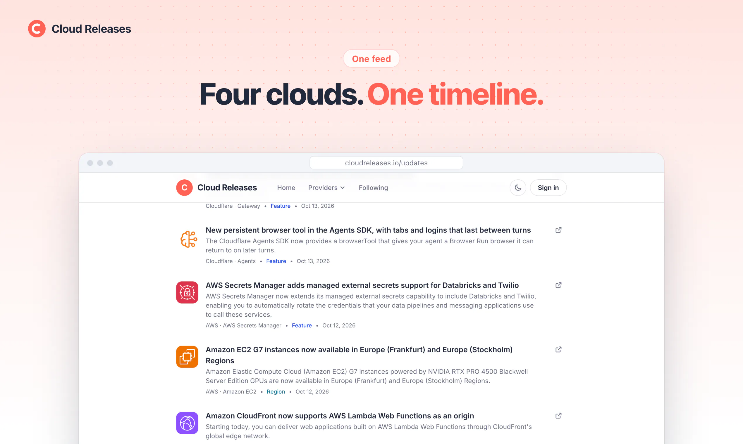 Cloud Releases screenshot 2