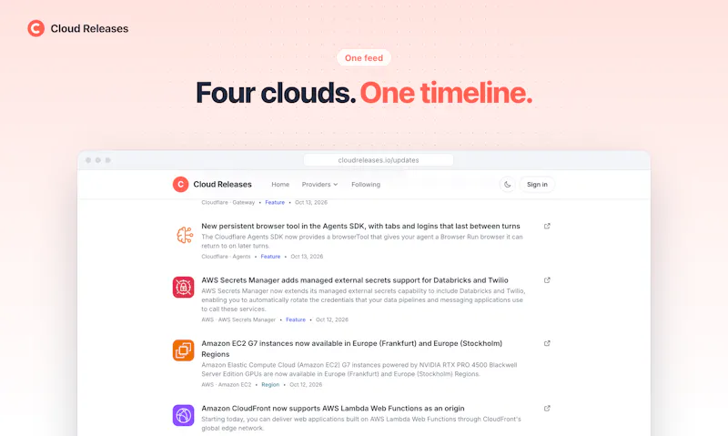 Cloud Releases screenshot 2