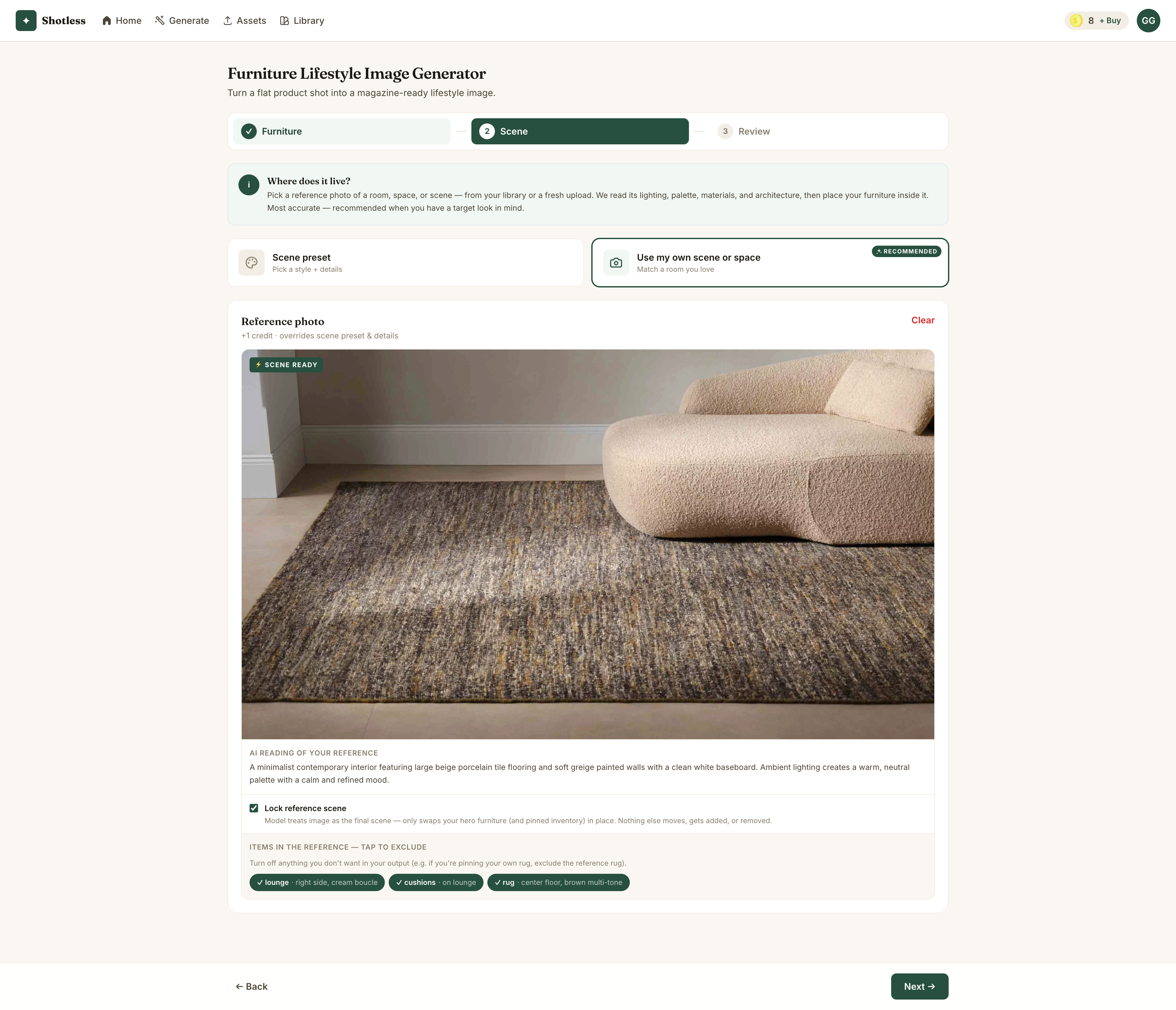 Shotless — AI photo studio for furniture gallery image