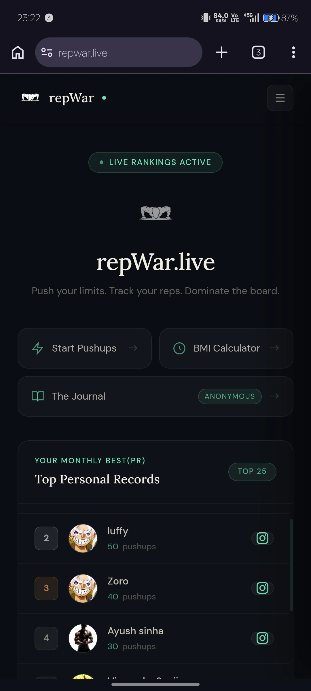 repWar | Pushups counter