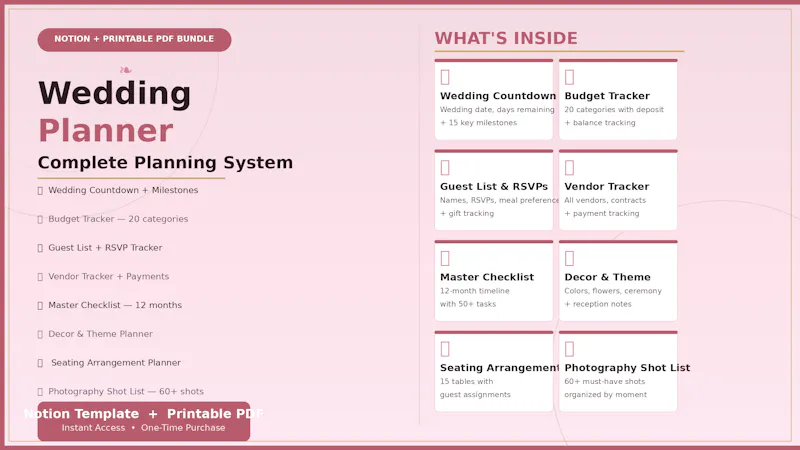 Wedding Notion Template screenshot 1