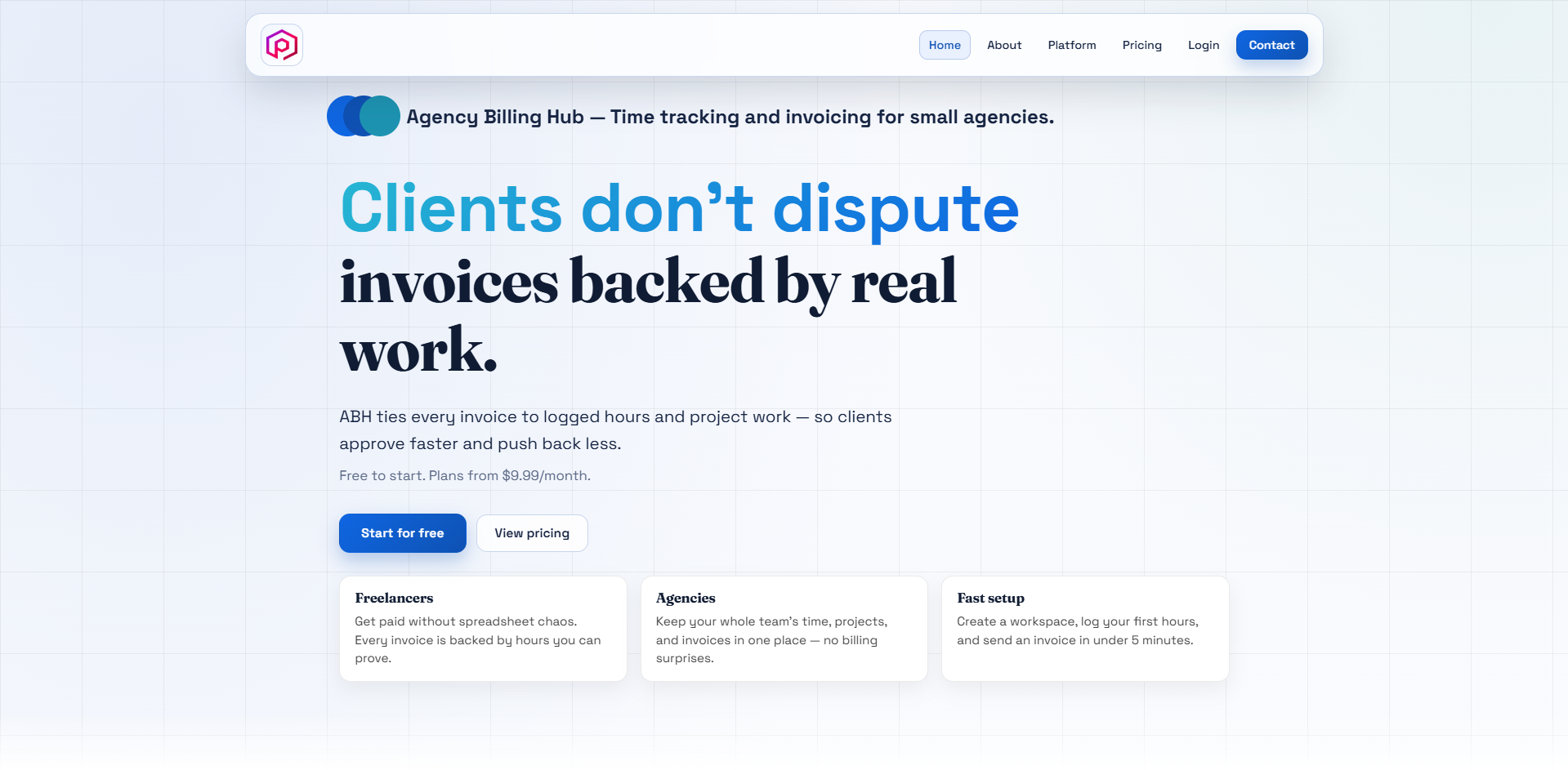 Agency Billing Hub - Main product screenshot demonstrating key features and user interface