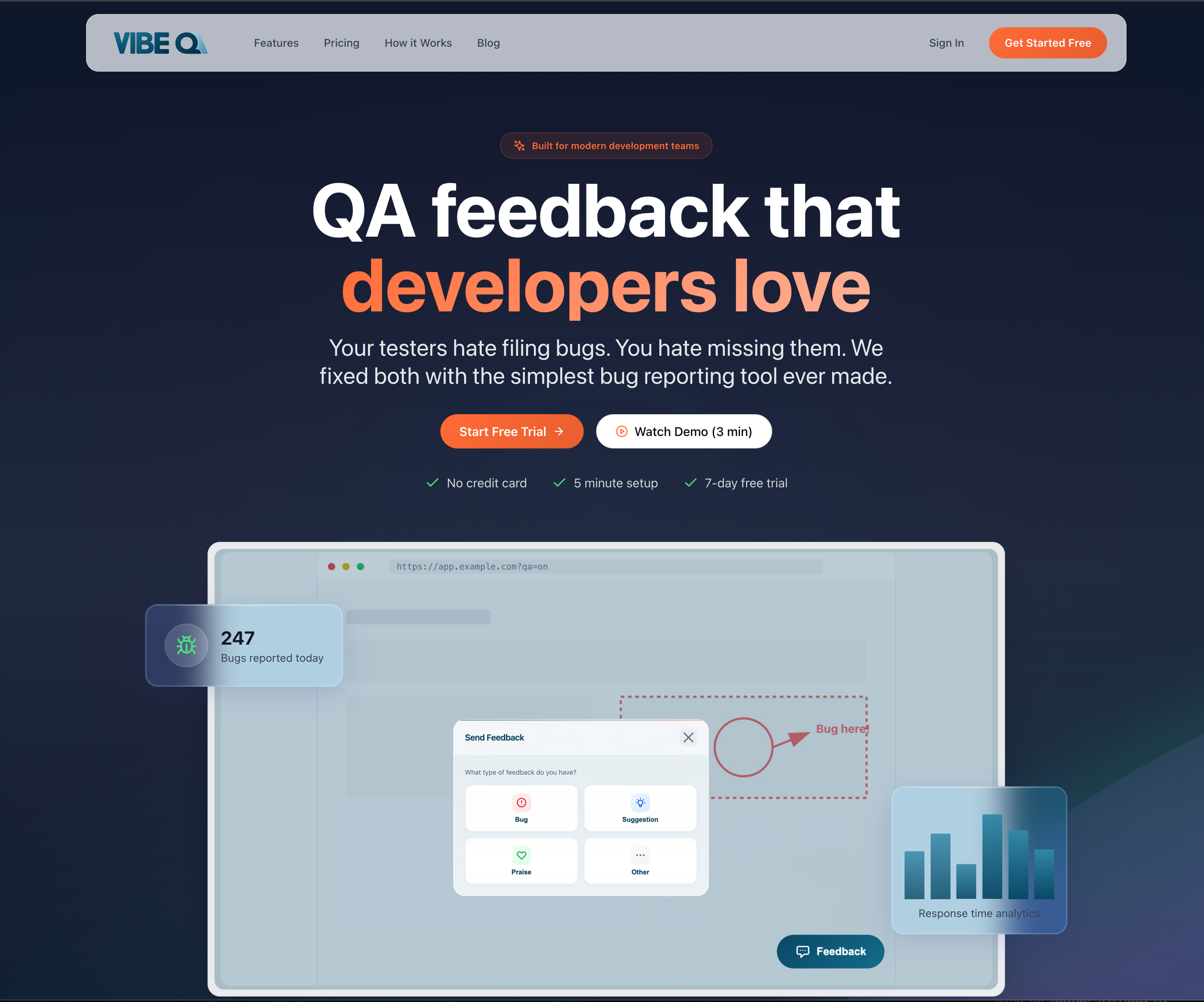 VibeQA - Main screenshot showing features and interface