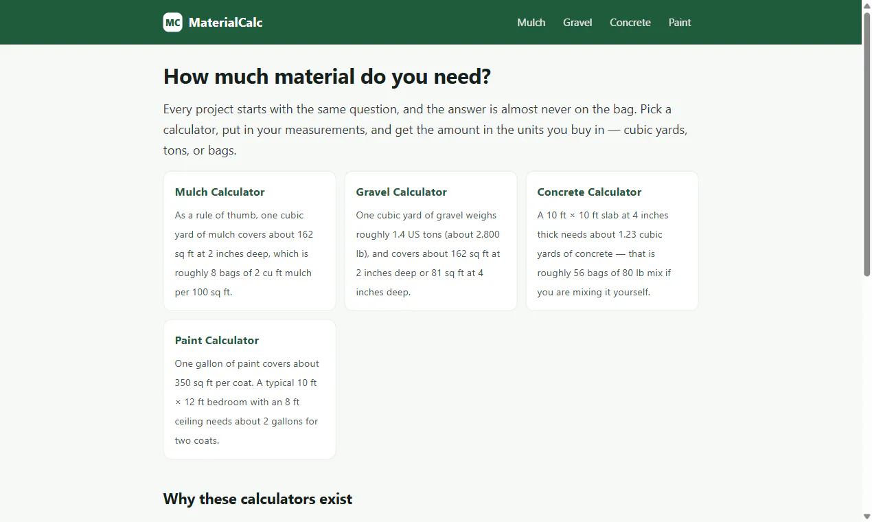 MaterialCalc — How Much Do You Need? gallery image