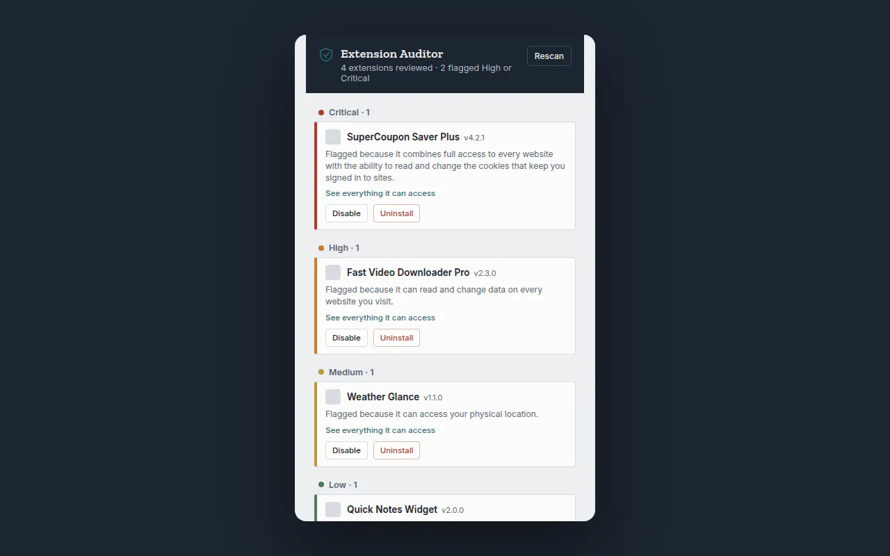 Extension Auditor - google chrome gallery image