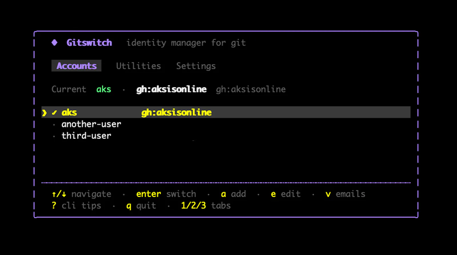gitswitch.dev screenshot 2