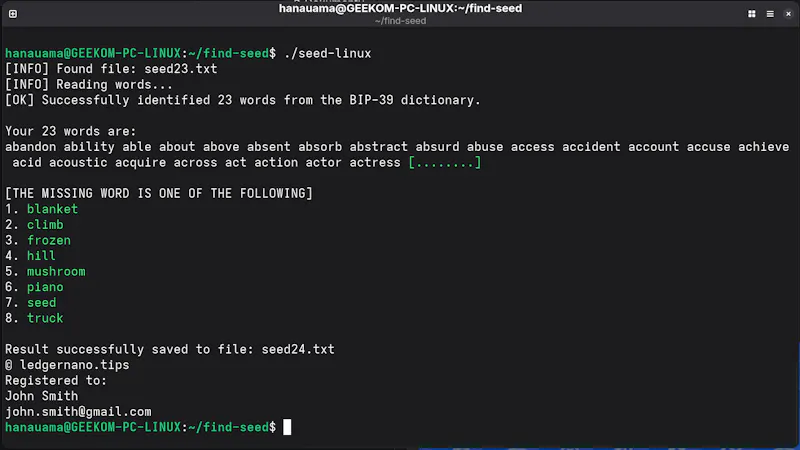 Offline BIP39 Seed Checksum Calculator screenshot 2