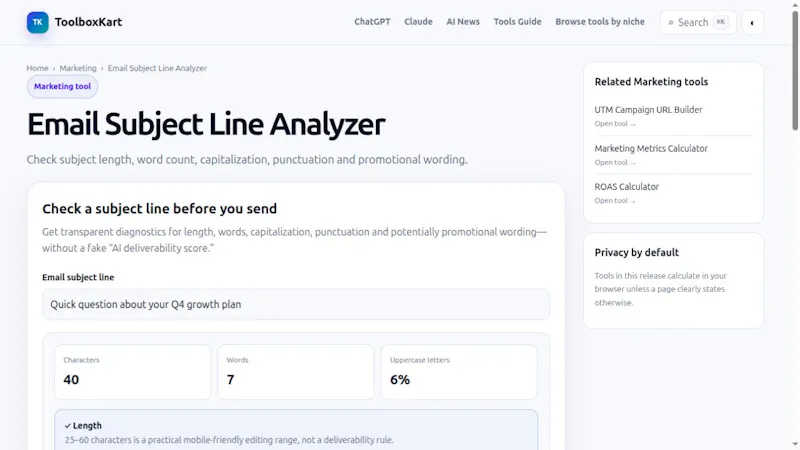 Email Subject Line Analyzer screenshot 1
