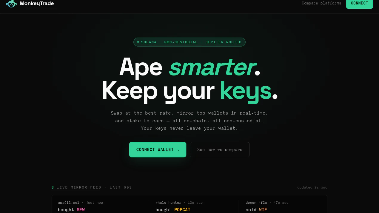 MonkeyTrade — trade Solana smarter product