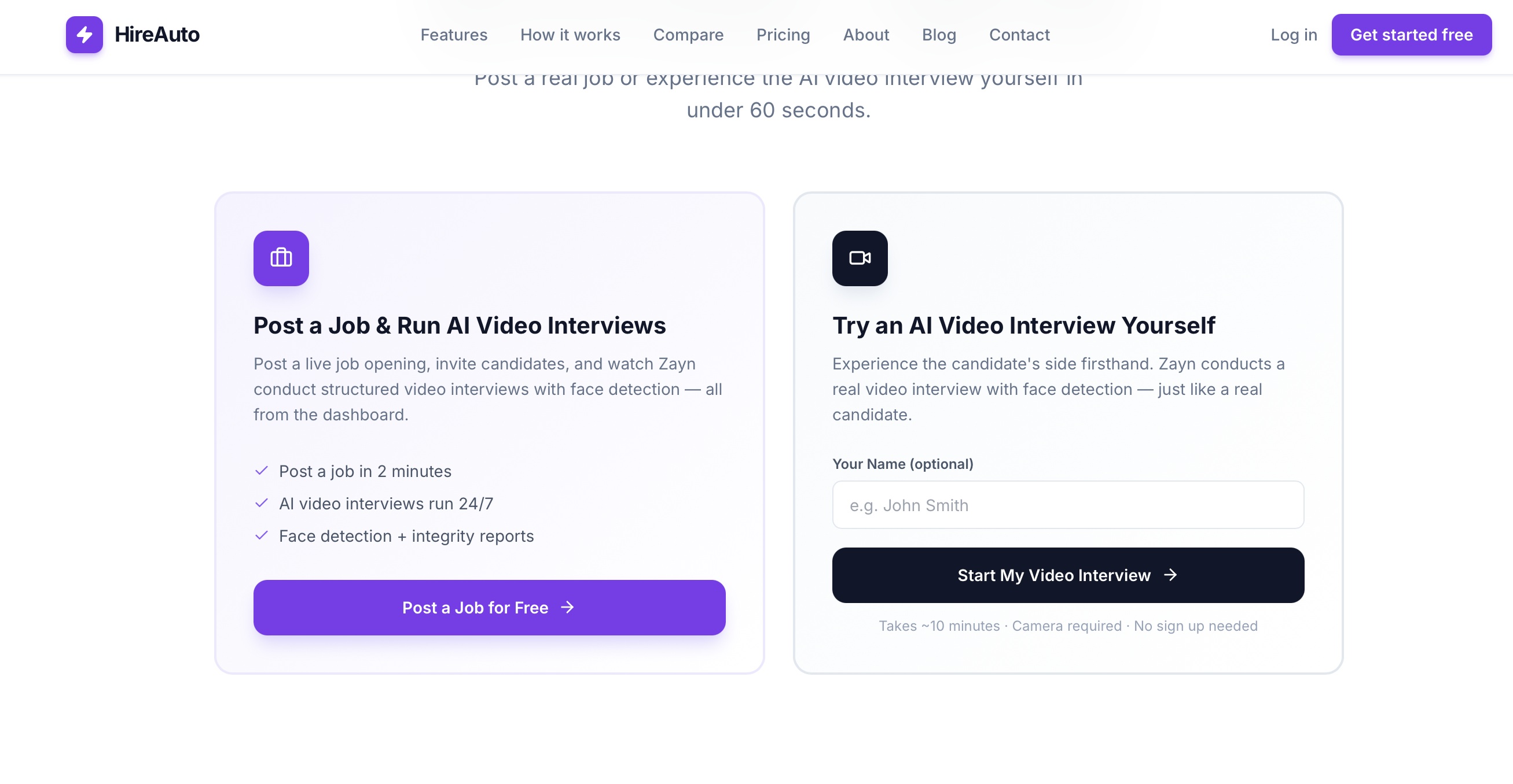 HireAuto.ai - Main product screenshot demonstrating key features and user interface
