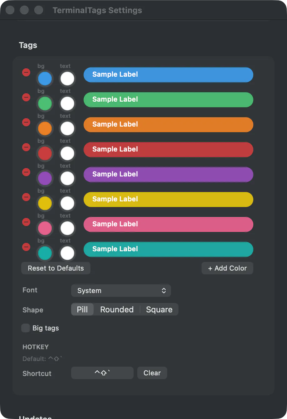 TerminalTags screenshot 2